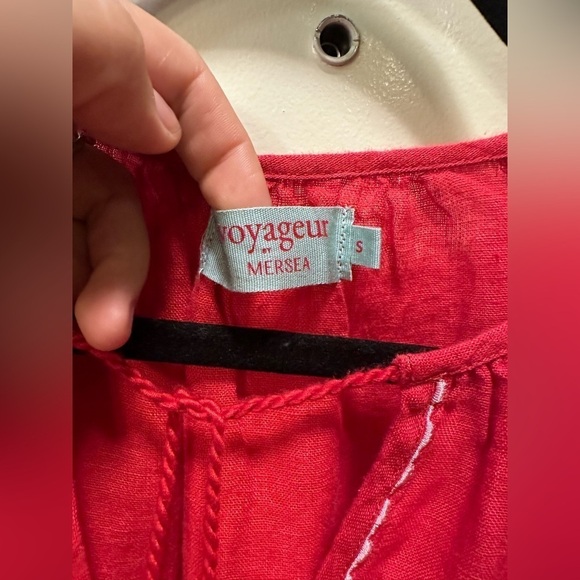 Voyageur by MERSEA Palermo Embroidered Linen Peasant Boho lagenlook Red, S - Picture 6 of 12